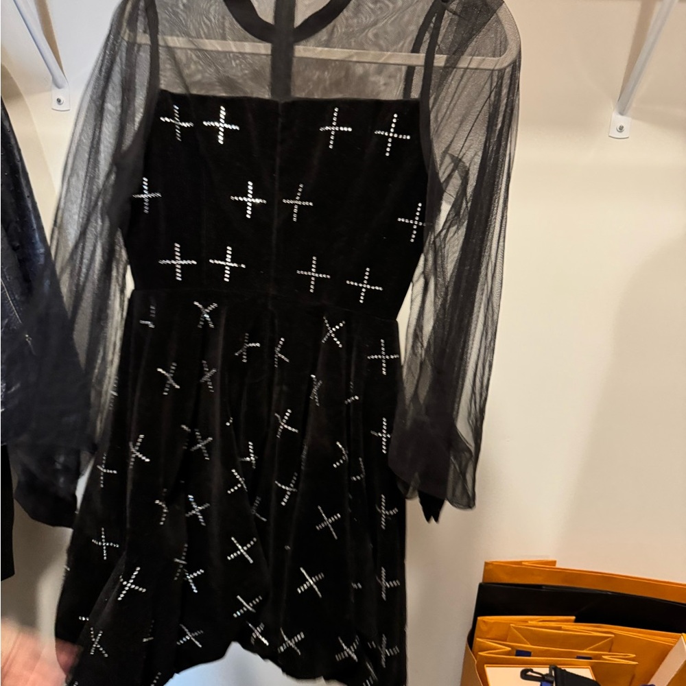 Elegant Black Sheer Sleeve Dress